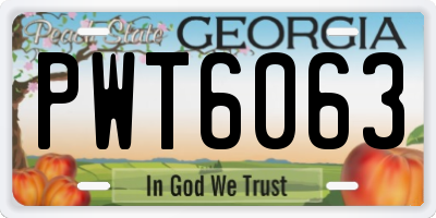 GA license plate PWT6063
