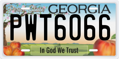 GA license plate PWT6066