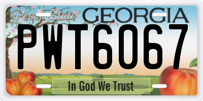 GA license plate PWT6067