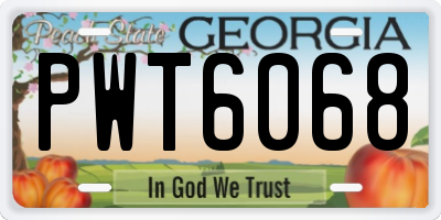 GA license plate PWT6068