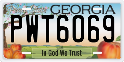 GA license plate PWT6069