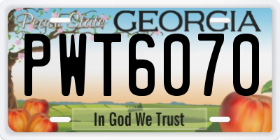 GA license plate PWT6070