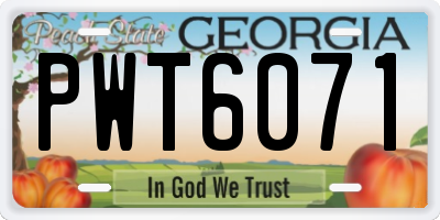 GA license plate PWT6071