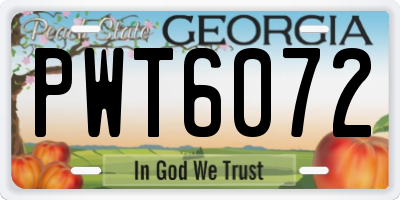 GA license plate PWT6072