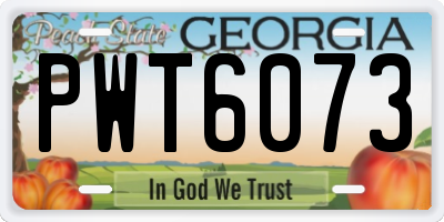 GA license plate PWT6073