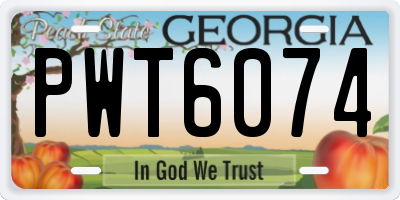 GA license plate PWT6074