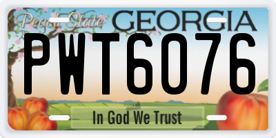 GA license plate PWT6076