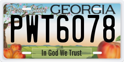 GA license plate PWT6078
