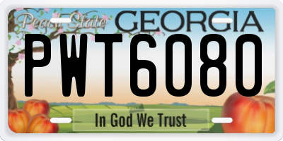 GA license plate PWT6080
