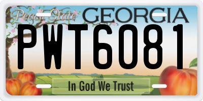 GA license plate PWT6081