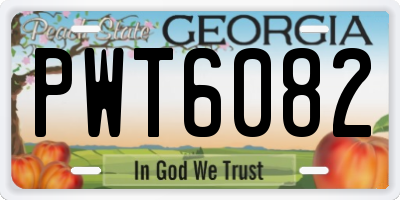 GA license plate PWT6082