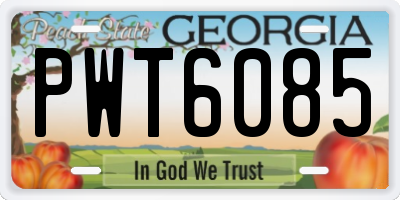 GA license plate PWT6085