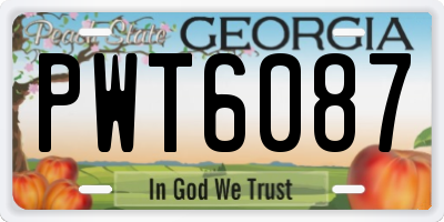 GA license plate PWT6087