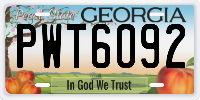GA license plate PWT6092