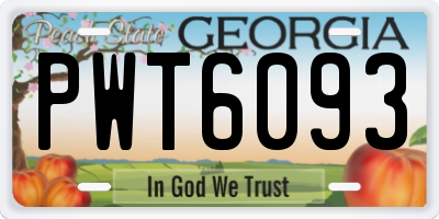 GA license plate PWT6093