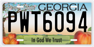 GA license plate PWT6094