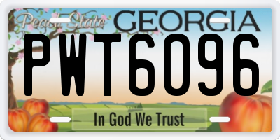 GA license plate PWT6096