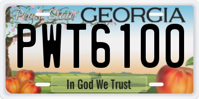 GA license plate PWT6100