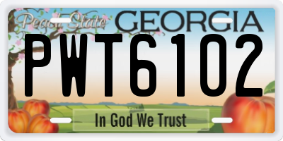 GA license plate PWT6102