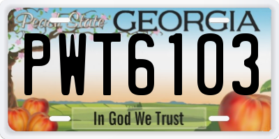 GA license plate PWT6103