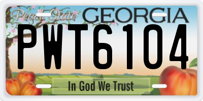 GA license plate PWT6104