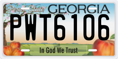 GA license plate PWT6106