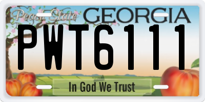 GA license plate PWT6111