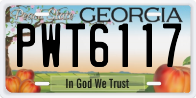 GA license plate PWT6117