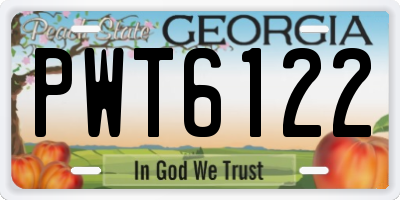 GA license plate PWT6122
