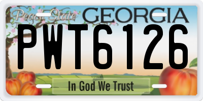 GA license plate PWT6126