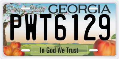 GA license plate PWT6129