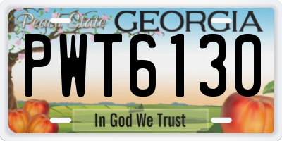 GA license plate PWT6130