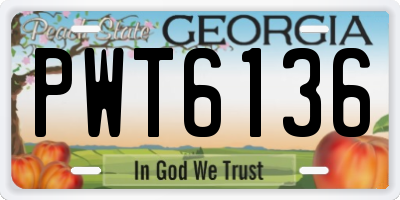GA license plate PWT6136