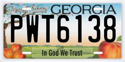 GA license plate PWT6138