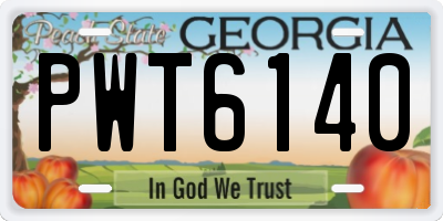 GA license plate PWT6140