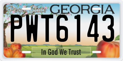 GA license plate PWT6143