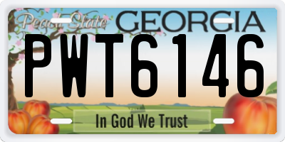GA license plate PWT6146