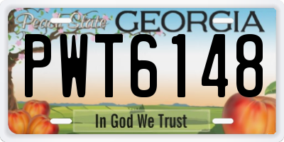 GA license plate PWT6148