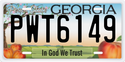 GA license plate PWT6149