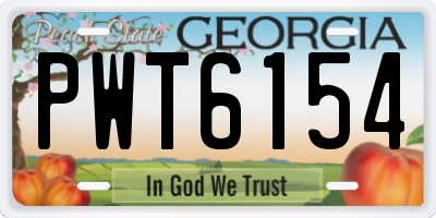 GA license plate PWT6154