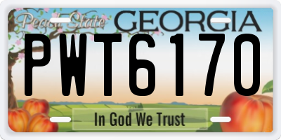 GA license plate PWT6170