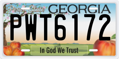 GA license plate PWT6172