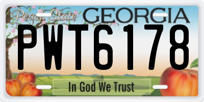 GA license plate PWT6178