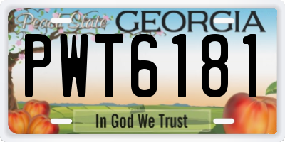 GA license plate PWT6181
