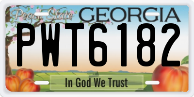 GA license plate PWT6182