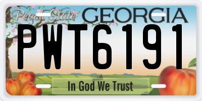 GA license plate PWT6191