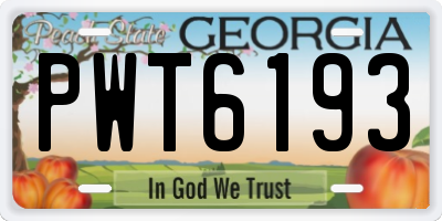 GA license plate PWT6193