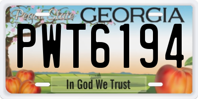 GA license plate PWT6194