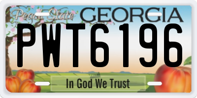 GA license plate PWT6196