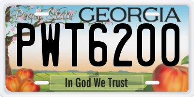 GA license plate PWT6200